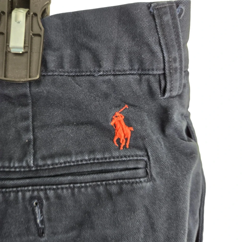 Polo Ralph Lauren Black Straight Mid Rise Pleated Men's Chino Ethan Pants 40x32